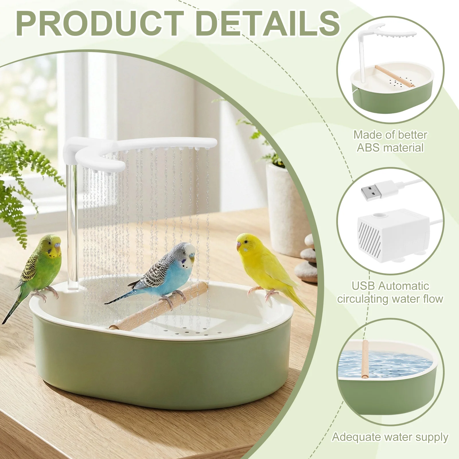 Bak Mandi Burung Otomatis USB  - Pet Water Fountain ulasan dan harga
